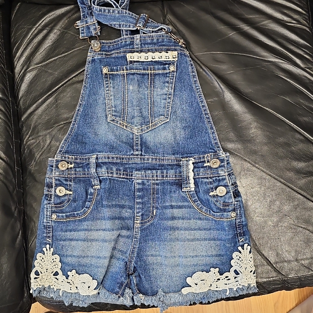 Jordache Blue Denim Kids Overalls with White Lace